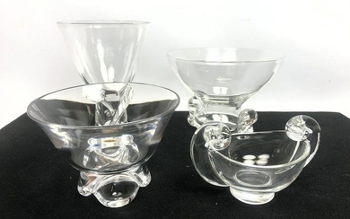 4pc STEUBEN Glassware. One vase, three bowls.