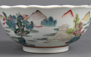 Chinese Enamel Bowl, Landscape