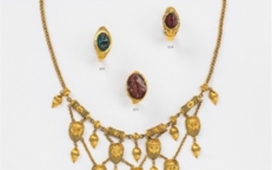 An Italian 18/21k gold Etruscan style collier
