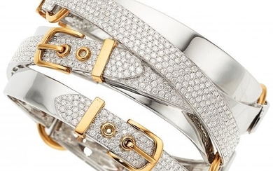 55013: Diamond, Gold Bracelet The buckle bracelet fea
