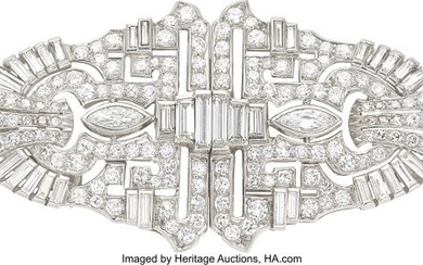 55213: Art Deco Diamond, Platinum, White Gold Double-C