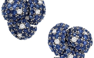 55313: Diamond, Sapphire, White Gold Earrings Stones