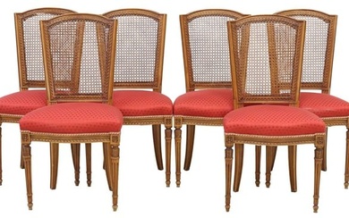 (6) FRENCH LOUIS XVI STYLE CANE-BACK DINING CHAIRS