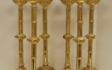 6 World Class Ornate Brass Church Altar Candlesticks