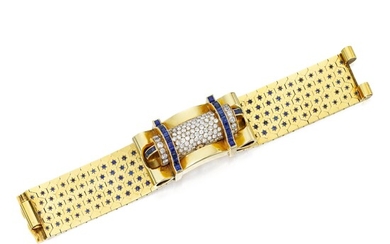 Gold, Sapphire and Diamond Wristwatch, Van Cleef & Arpels, France