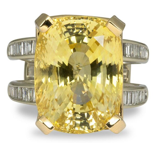 Sapphire, diamond and 14k white gold ring