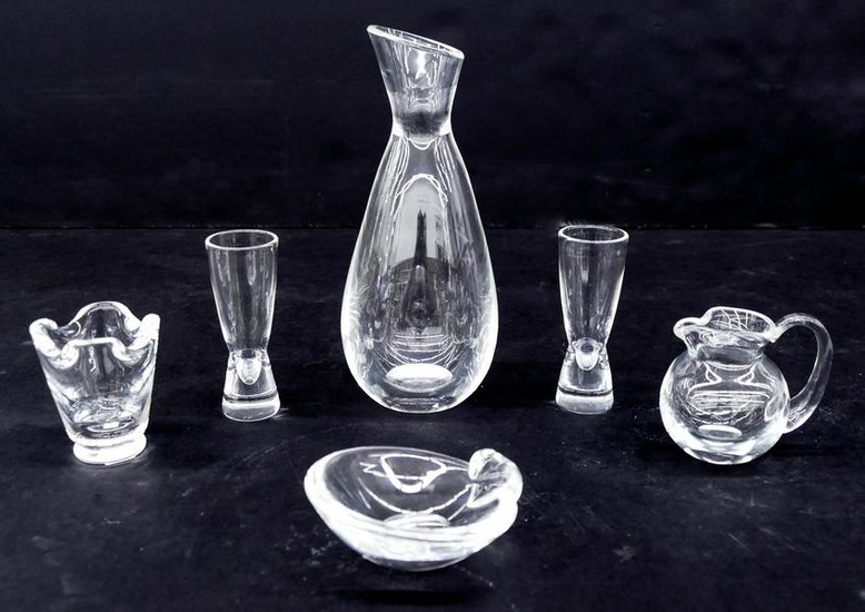 6pc Steuben Crystal Assorted Tableware. Includes a