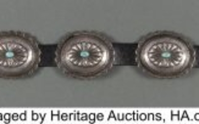 70013: A Navajo Concho Belt c. 1960 silver, turquoise