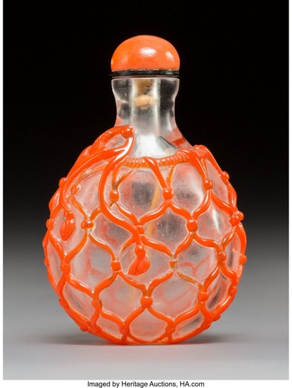 78013: A Fine Chinese Red Glass Overlay Snuff Bottle, 1