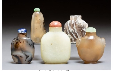 78013: A Group of Five Chinese Hardstone Snuff Bottles