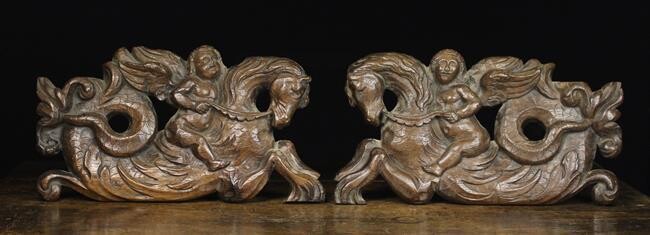 A Pair of 17th Century Pierced & Carved Oak Panels