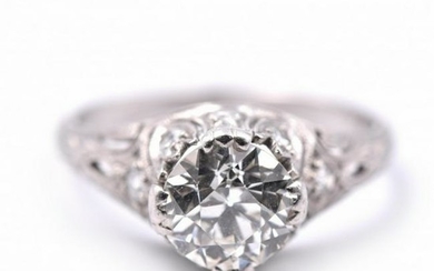 Platinum 1.27 Carat Euro Cut (Art Deco) Engagement Ring