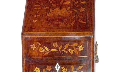 19th Century Dutch Floral Marquetry Stationary Box