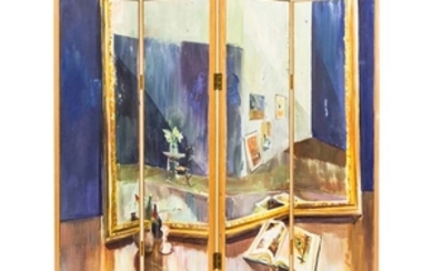 KNIGHT, SOPHIE (geb. 1965 in London), Paravent "Interieur mit Spiegel"