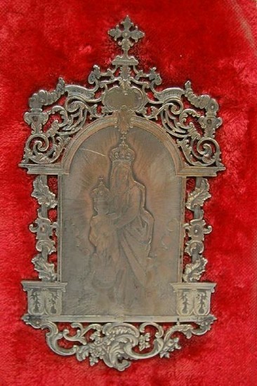 Antique Wall Hanging Metal Etching Mary Madonna and
