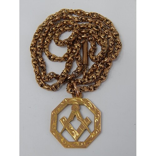 9ct Yellow Gold Masonic Pendant on 9ct Yellow Gold Chain: Gr...
