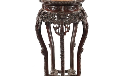 A 19TH CENTURY CHINESE CARVED HARDWOOD JARDINIERE STAND the ...