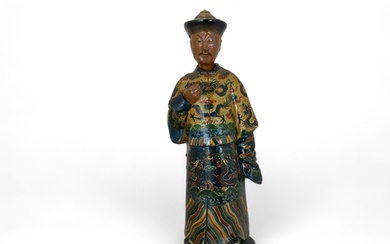 A 19th century Chinese-Export hand painted clay figure of a ...