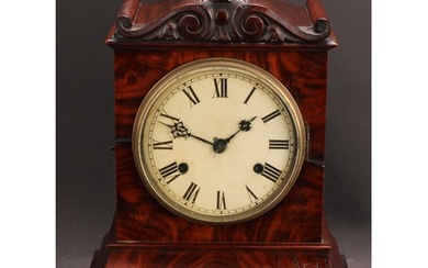 A 19th century flame mahogany bracket clock, 14cm painted di...