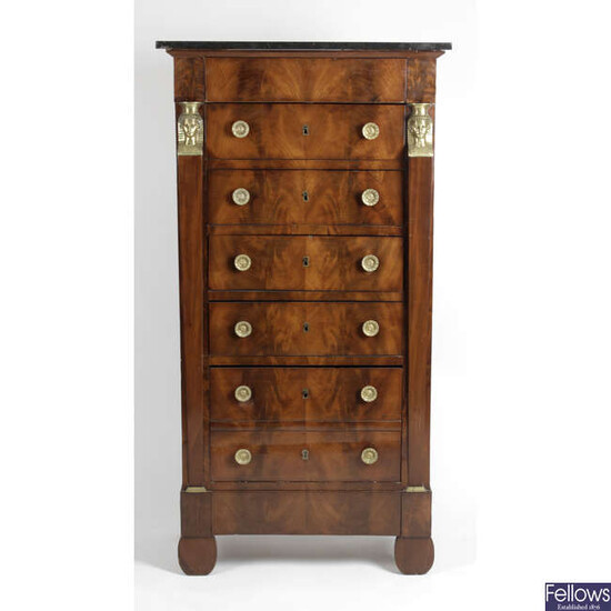 A 19th century mahogany King Louis Philippe semainier chest of drawers.