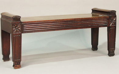 A 19th century mahogany window seat, in the manner of Charles Heathcote Tatham, the rectangular seat