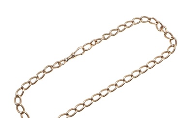 A 9CT GOLD WATCH CHAIN. each oval-shaped link stamped 9 375,...
