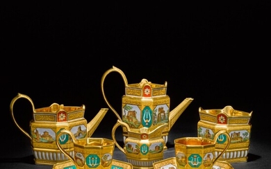 A Berlin (K.P.M.) porcelain trompe l'oeil tea and coffee service, circa 1823-1832