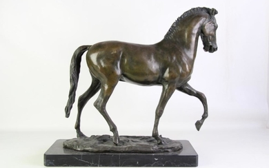 A Bronzed Finish Horse Figure on Marble Base (H 53cm L 72cm)