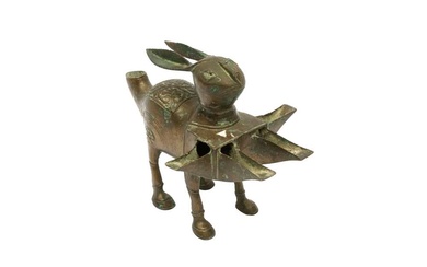 A CAST BRONZE FIVE-SPOUTED LAMP IN THE SHAPE OF A HARE Possibly Khorasan, Eastern Iran, 12th - 13th century