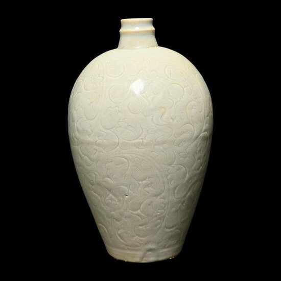 A Chinese Celadon Incised Floral Vase