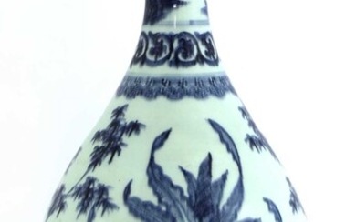 A Chinese blue and white yuhuchun vase