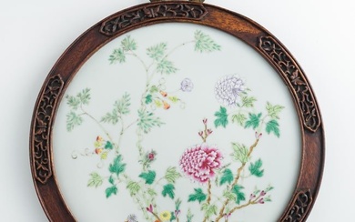A Chinese famille rose round plaque, Republic period