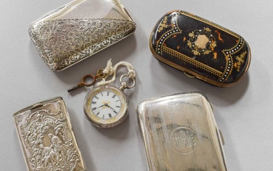 A Collection of Various Silver Items, comprising two cigarette-cases; a...