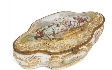 A Continental porcelain and gilt metal mounted...