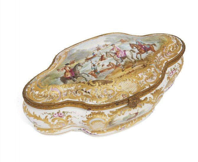 A Continental porcelain and gilt metal mounted...