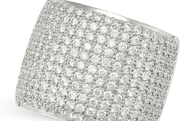 A DIAMOND DRESS RING in 18ct white gold, pave set with eleven rows of round brilliant cut