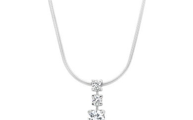 A Diamond and White Gold Pendant and Chain Necklace