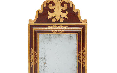 A Dutch baroque partial gilt walnut mirror