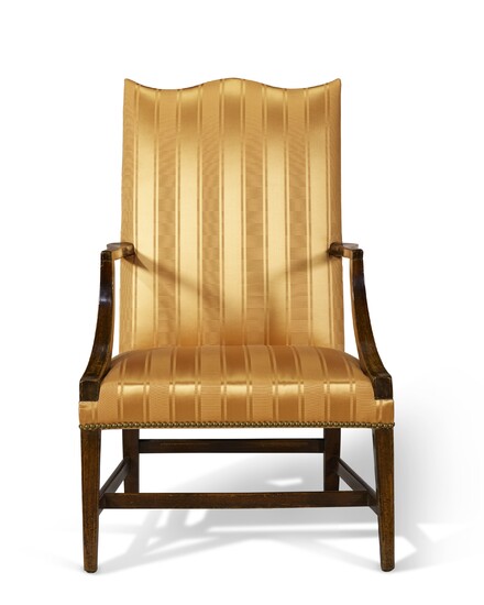 A FEDERAL INLAID MAHOGANY LOLLING CHAIR