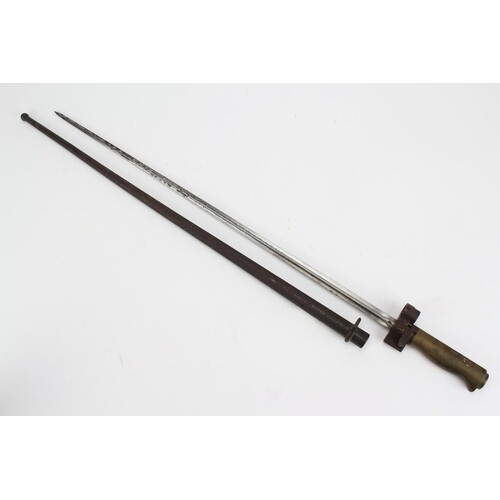 A French brass handled Napoleonic era bayonet of square cons...