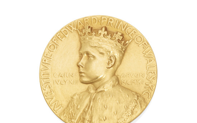 A GEORGE V GOLD EDWARD ALBERT, PRINCE OF WALES INVESTITURE MEDALLION, THE ROYAL MINT, 1911