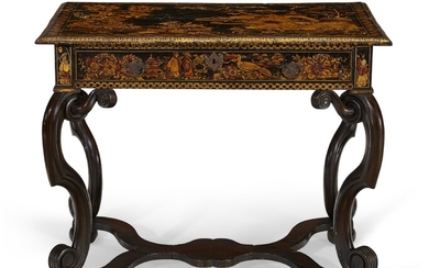 A GERMAN GILT AND JAPANNED CENTER TABLE