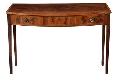 A George III mahogany and satinwood banded side table or serving table