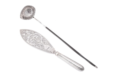 A George III silver fish slice and toddy ladle