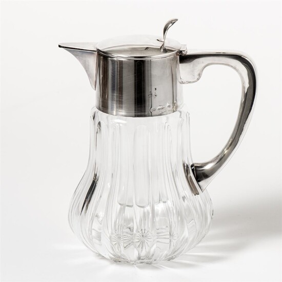 (-), A German cut-glass silver-mounted jug Maker's mark...