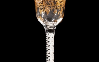 A Giles Gilt Decorated Opaque Twist Wine Glass