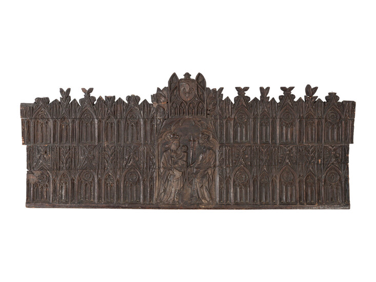 A Gothic Style Architectural Carved Wood Panel
