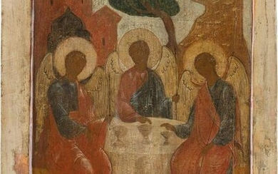 A LARGE ICON SHOWING THE OLD TESTAMENT TRINITY FROM A