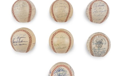 A Large Group of 1950s-60s Kansas City Athletics Team Signed Autograph Baseballs