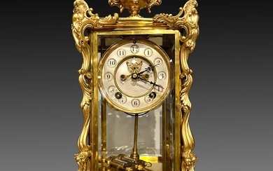 A Late 19th Century American Four-Glass Mantel Clock